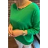Kadın Yeşil Kayık Yaka Likralı % 100 PAMUK İPLİK İnce Triko Bluz