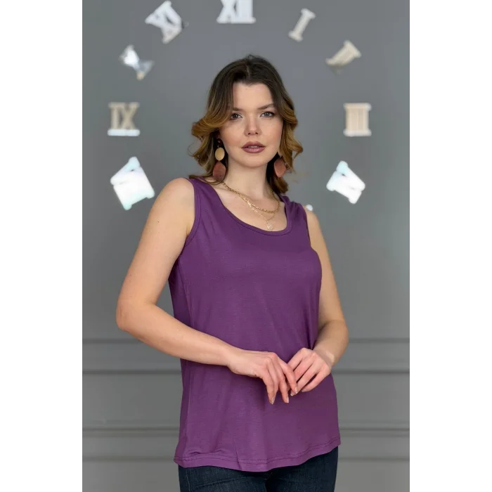 Kadın MÜRDÜM U Yaka Kalın Askılı Likralı Pamuk Viskon Penye Bluz.