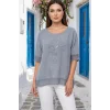 %100 YIKAMALI KETEN KUMAŞ AYÇIÇEĞI APLİKELİ OTANTIK BLUZ