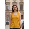 Kadın SARI U Yaka Kalın Askılı Likralı Pamuk Viskon Penye Bluz.