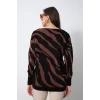 Kadın Kahve V Yaka Zebra Desen Yeni Sezon Komfort Model Likralı Tiriko