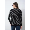 Kadın Siyah V Yaka Zebra Desen Yeni Sezon Komfort Model Likralı Tiriko