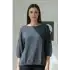 Kadın Melanjlı Lacivert Kayık Yaka Likralı İnce % 100 PAMUK İPLİK Triko Bluz