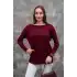 Kadın Bordo Bisiklet Yaka Yandan Cepli Likralı Esnek Yumuşak Dokulu Triko Bluz