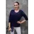 Kadın Lacivert Kahve Yumoş Tiriko Sakal İp Örgü Likralı Yaka Ve Omuz File Detaylı Liralı Kazak