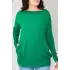 Kadın Yeşil Bisiklet Yaka Yandan Cepli Likralı Esnek Yumuşak Dokulu Triko Bluz