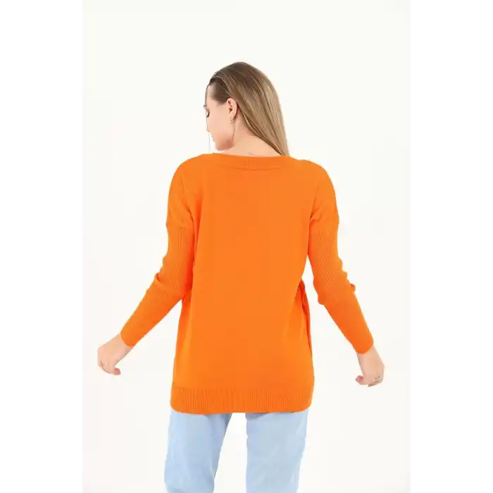 Kadın Bisiklet Yaka Yandan Cepli  Likralı Esnek Yumuşak Dokulu Triko Bluz