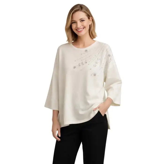 Kadın EKRU Bisiklet Yaka  Omuzlar Kristal Taş Çiçek İşlemeli Likralı Simli  Eteği Yırtmaçlı Merserize Tiriko