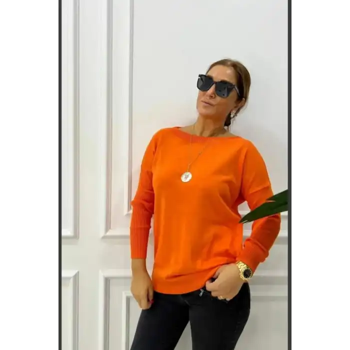 Kadın Bisiklet Yaka Yandan Cepli  Likralı Esnek Yumuşak Dokulu Triko Bluz