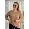 Kadın Kahve Kayık Yaka Likralı  % 100 PAMUK İPLİK  İnce Triko Bluz