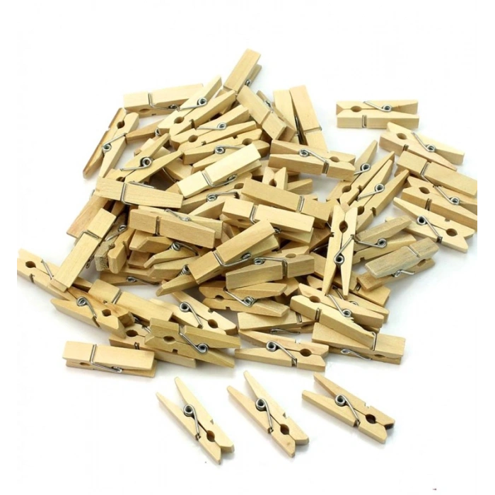 100lü Ahşap Mandal 2.5cm (10 Paket - 1000 Adet)