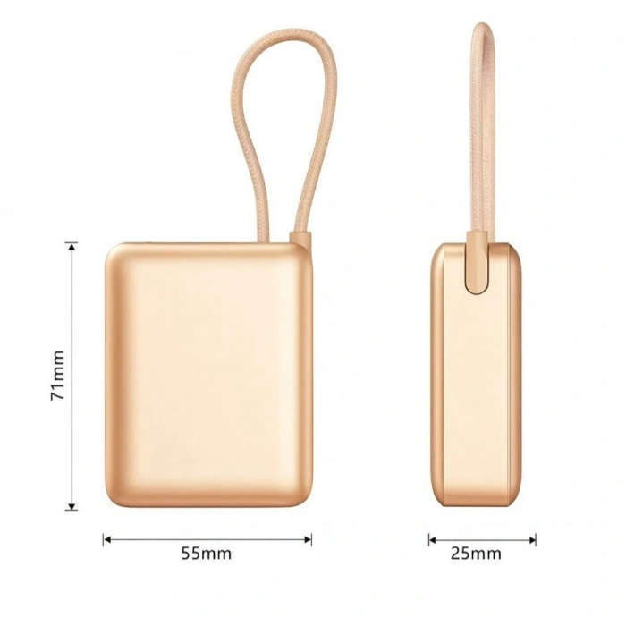 10.000mAh LCD Göstergeli Type-C Giriş & Çıkışlı 20W Dahili Type-C Kablolu Powerbank