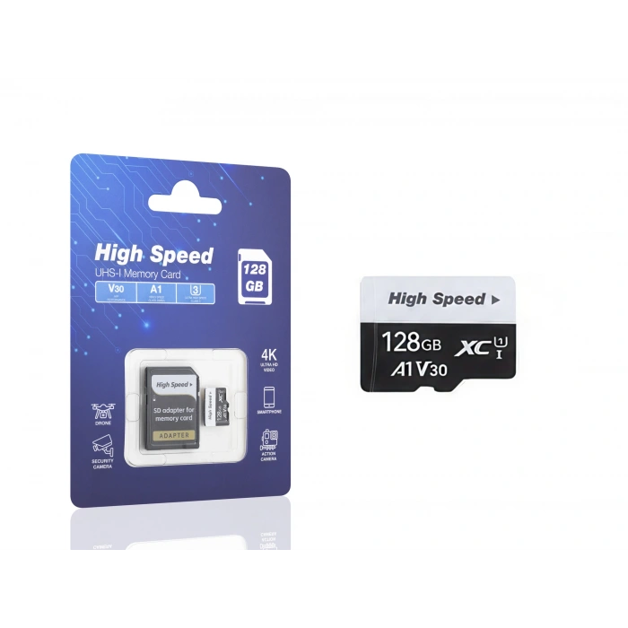 128 Gb MicroSD Hafıza Kartı (U3, V30, A1 Class 10, Adaptörlü - HS128GB)