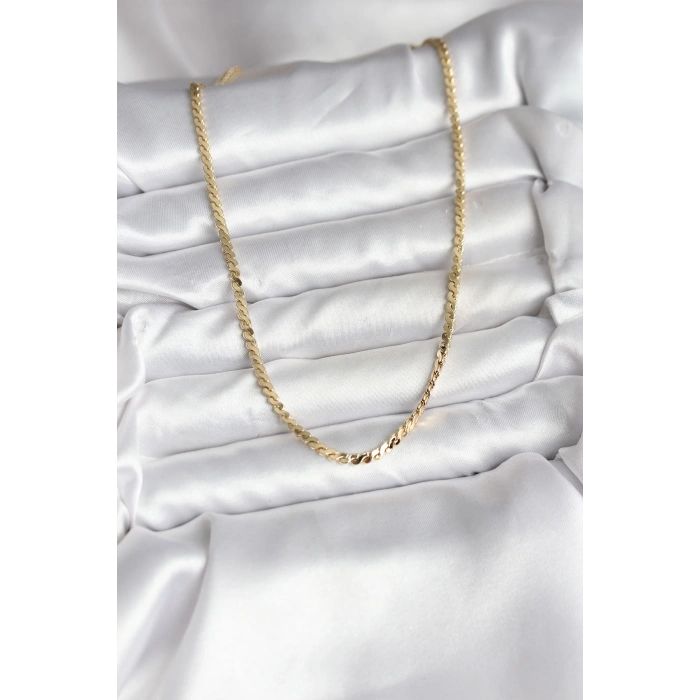 14K Gold Renk Kaplama Ezme Yılan Zincir Model CM Kadın Kolye