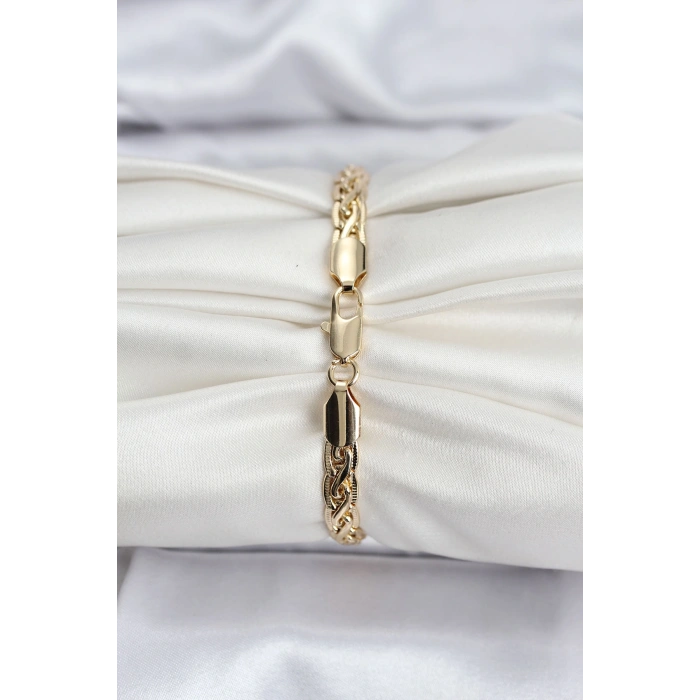 14K Gold Renk Kaplama Lazer Zincir Model CM Kadın Bileklik