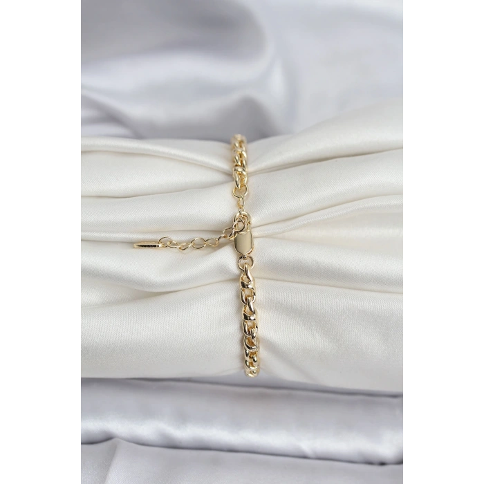 14K Gold Renk Kaplama Zincir Model Kadın CM Bileklik