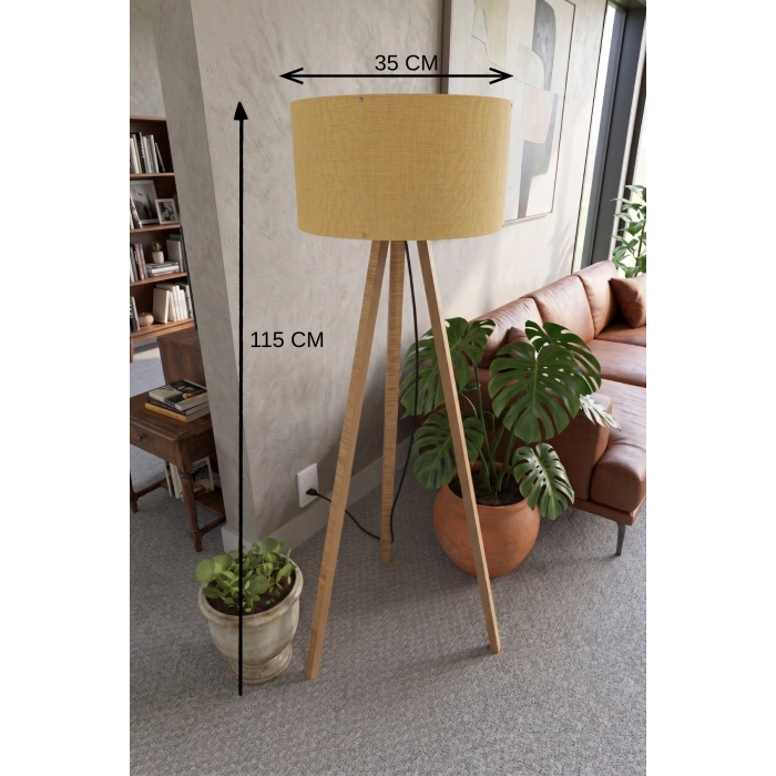 Hardal Kumaş Başlık 3 Ayaklı Tripod Lambader