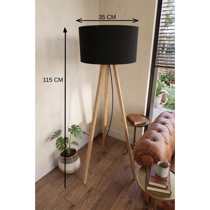 Siyah Kumaş Başlık 3 Ayaklı Tripod Lambader