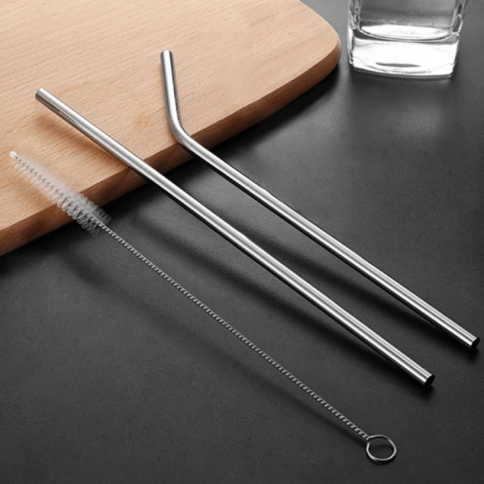 3 Parça Paslanmaz Çelik Pipet Seti (31cm)