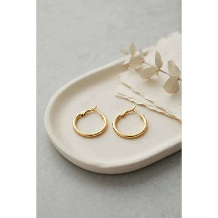 316L Çelik Gold Renk 22 mm Halka Küpe