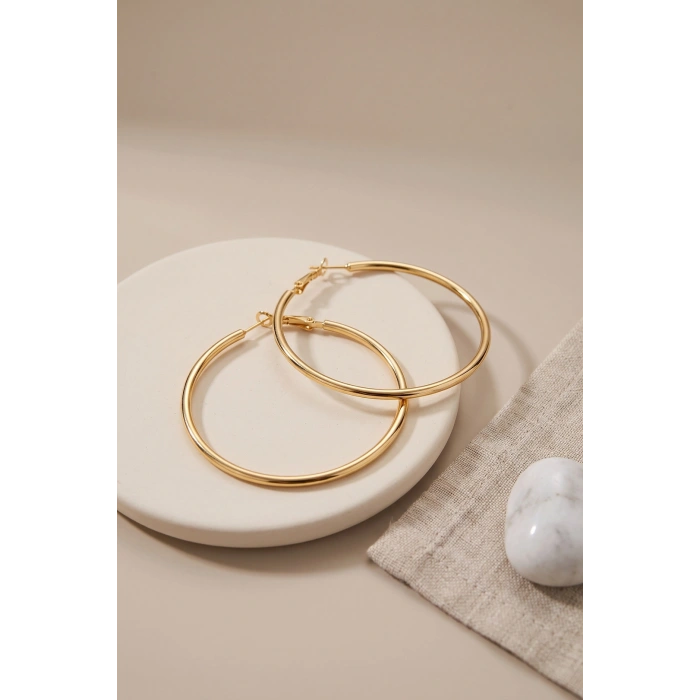 316L Çelik Gold Renk 46 mm Halka Küpe