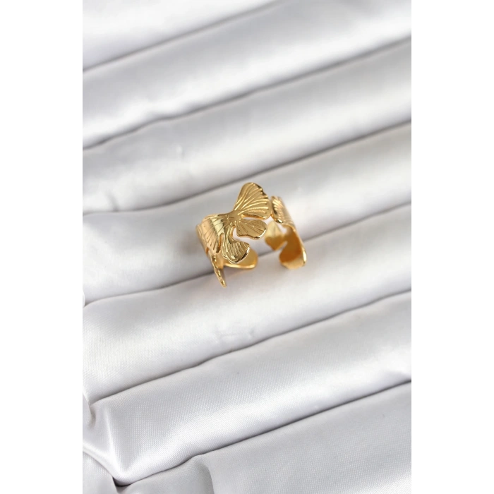 316L Çelik Gold Renk Lotus Model Kadın Yüzük