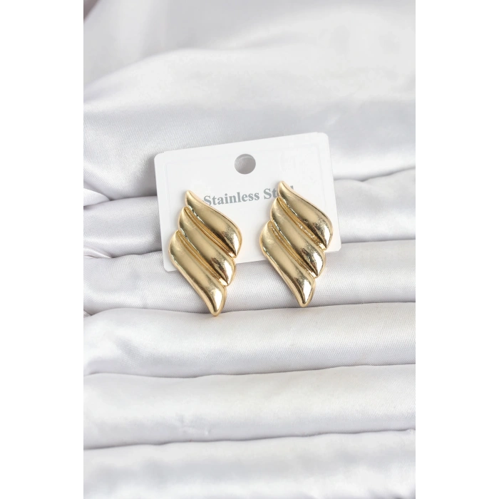 316L Çelik Gold Renk Motif Model Kadın Küpe