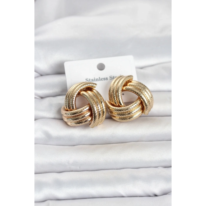 316L Çelik Gold Renk Sarmal Model Kadın Küpe