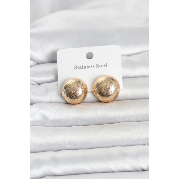 316L Çelik Gold Renk Top Model Kadın Küpe