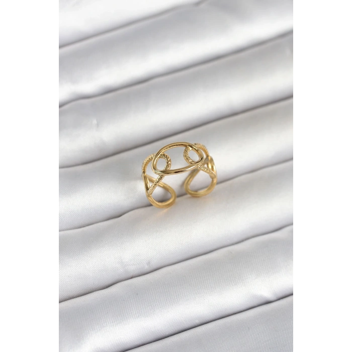 316L Çelik Gold Renk Zincir Model Kadın Yüzük