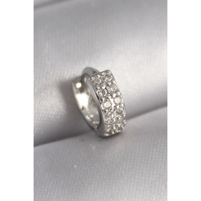 316L Çelik Gümüş Renk Zirkon Taşlı Tragus Piercing