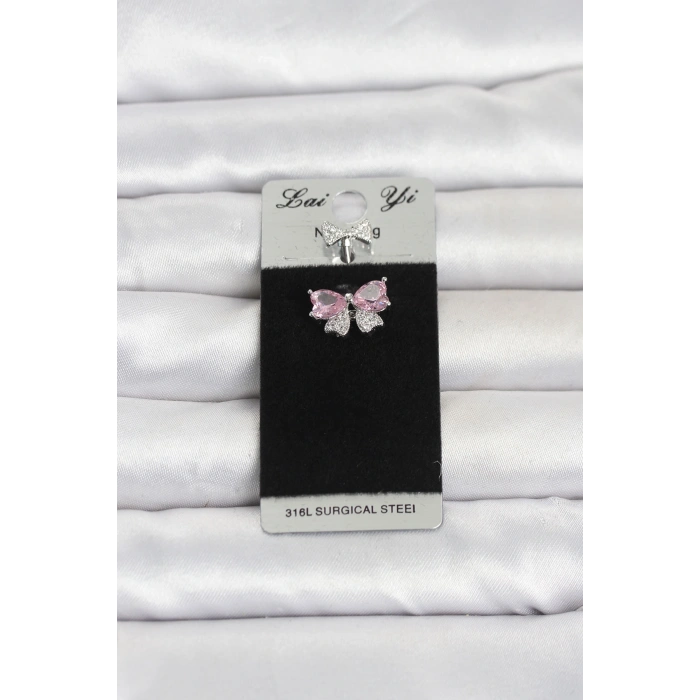 316L Cerrahi Çelik Pembe Fiyonk Model Göbek Piercing