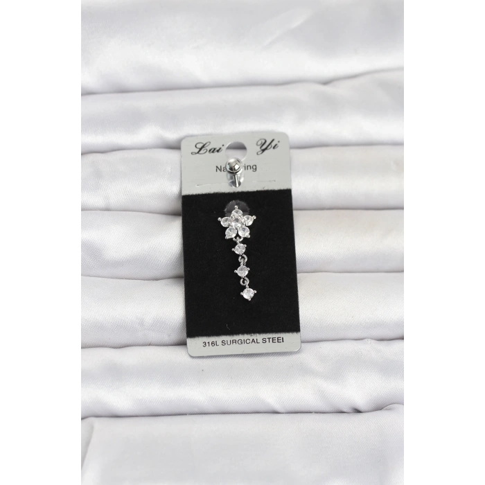 316L Cerrahi Çelik Sallantılı Çiçek Model Göbek Piercing