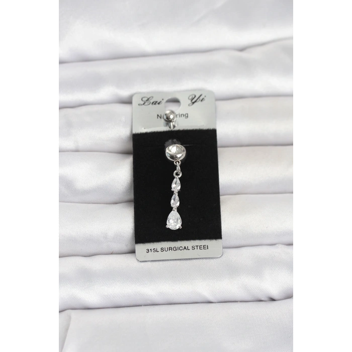 316L Cerrahi Çelik Sallantılı Damla Model Göbek Piercing