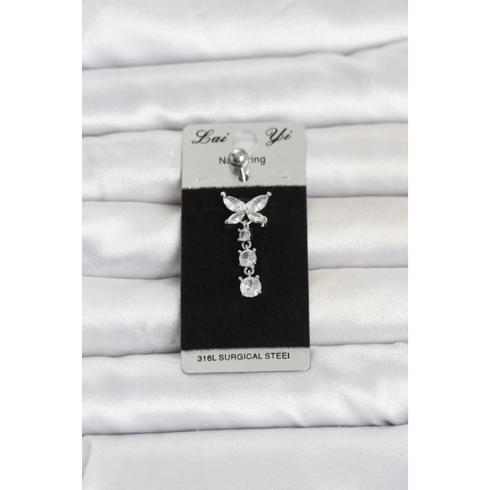 316L Cerrahi Çelik Sallantılı Kelebek Model Göbek Piercing