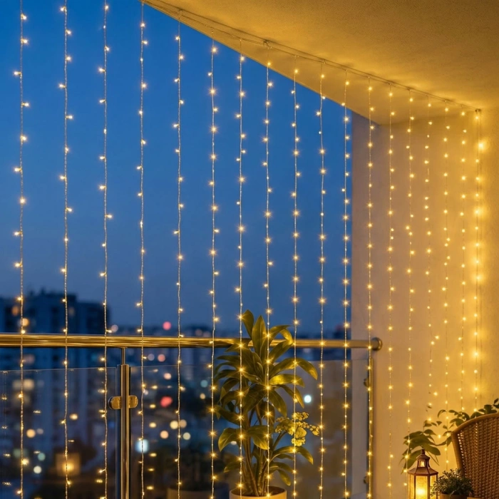 3x2m Perde Led Işık Ve Kontrol Kumandası (LED,8 Fonksiyonlu, Su Geçirmez, İç Dış Mekan Dekor Işıkları)