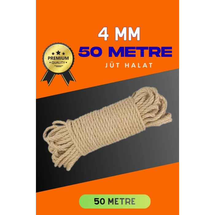 Jüt Halat Dekoratif Hasır Urgan İp (4mm, 50 Mt)