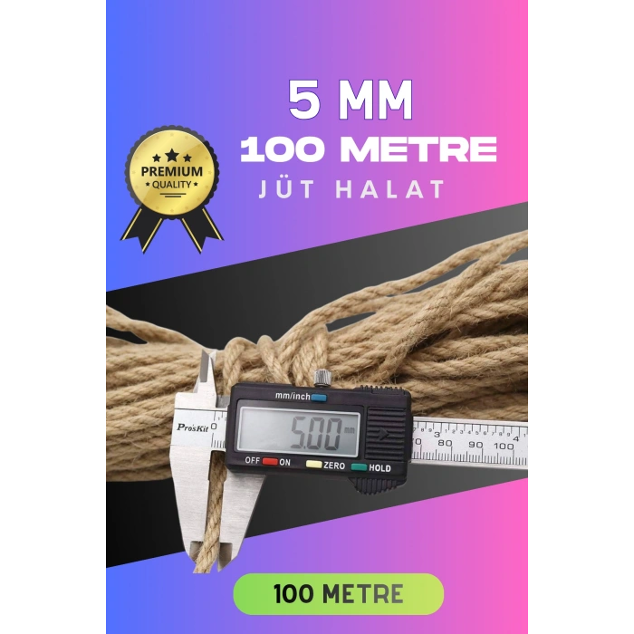 Jüt Halat Dekoratif Hasır Urgan İp (5mm, 100 Mt)