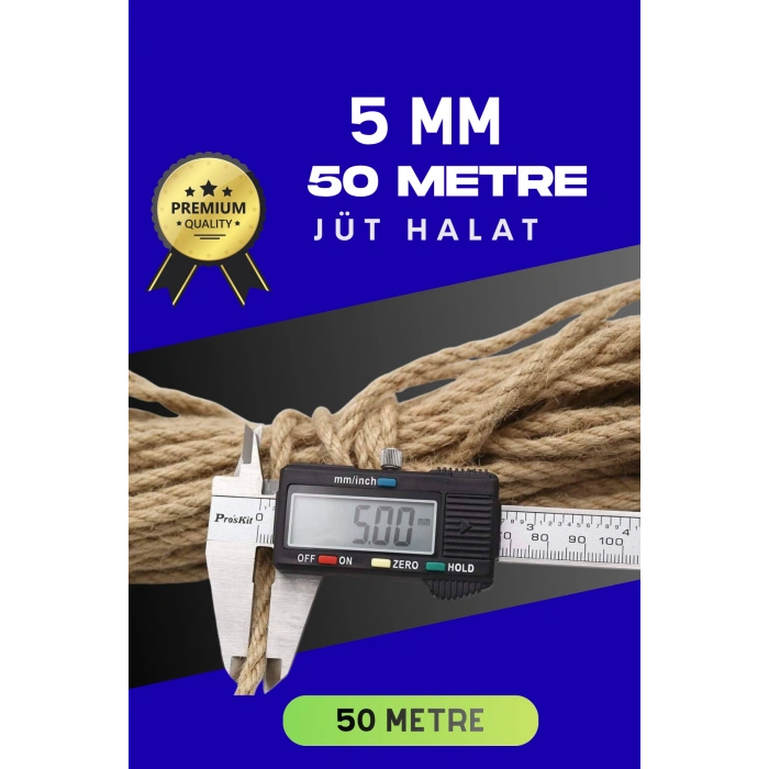 Jüt Halat Dekoratif Hasır Urgan İp (5mm, 50 Mt)