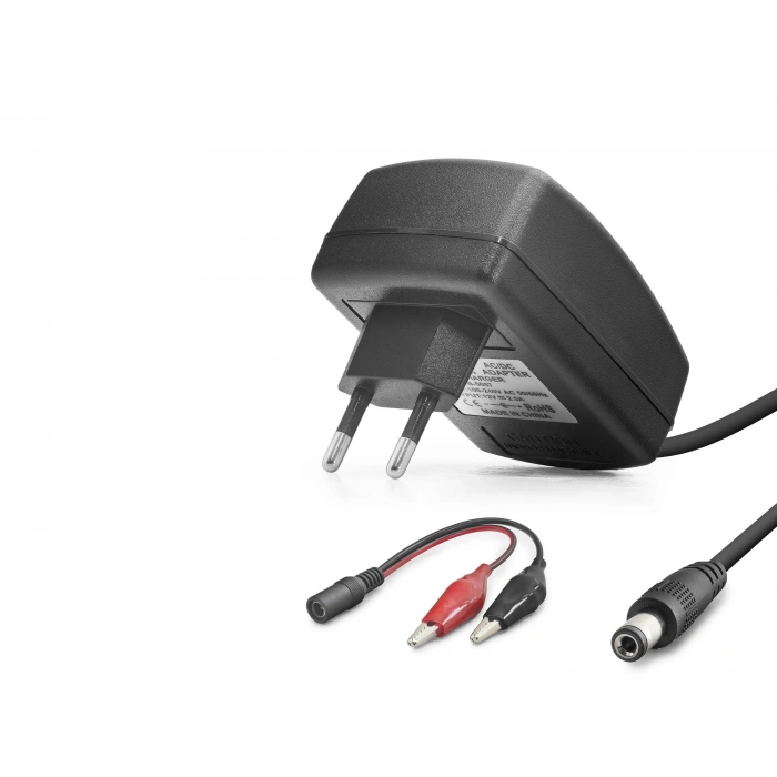 Akü Şarj Adaptörü 12V 2.5A 30W (Krokodil Uç, Siyah - B5057)