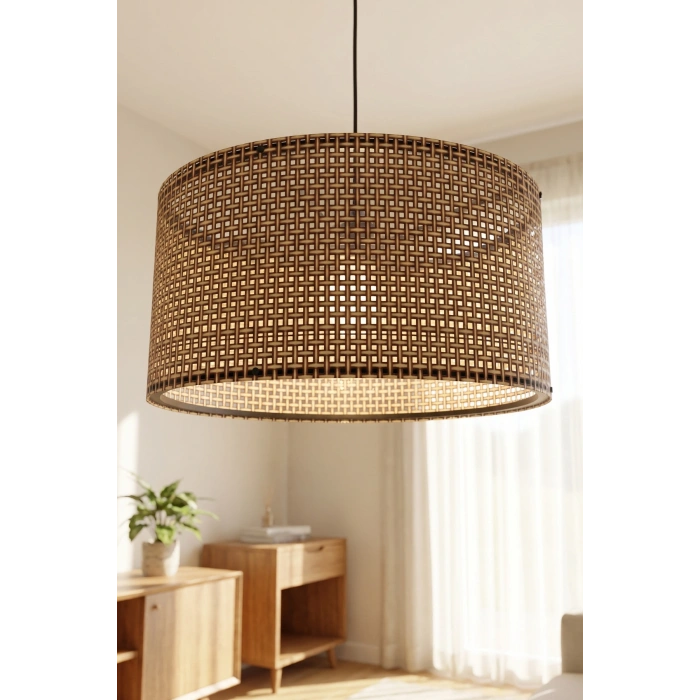 Antik Çağ Hasır Kumaş Başlıklı Sarkıt Avize (35cm)