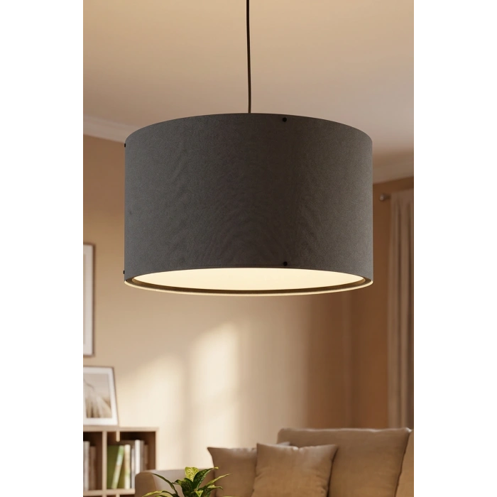 Antrasit Gri Kumaş Başlıklı Sarkıt Avize (35cm)