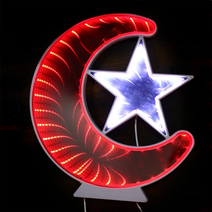 LED Dekoratif Ay Yıldız Işık Pano Türk Bayrağı Aydınlatma (Duvar Süs, WT-BM079)