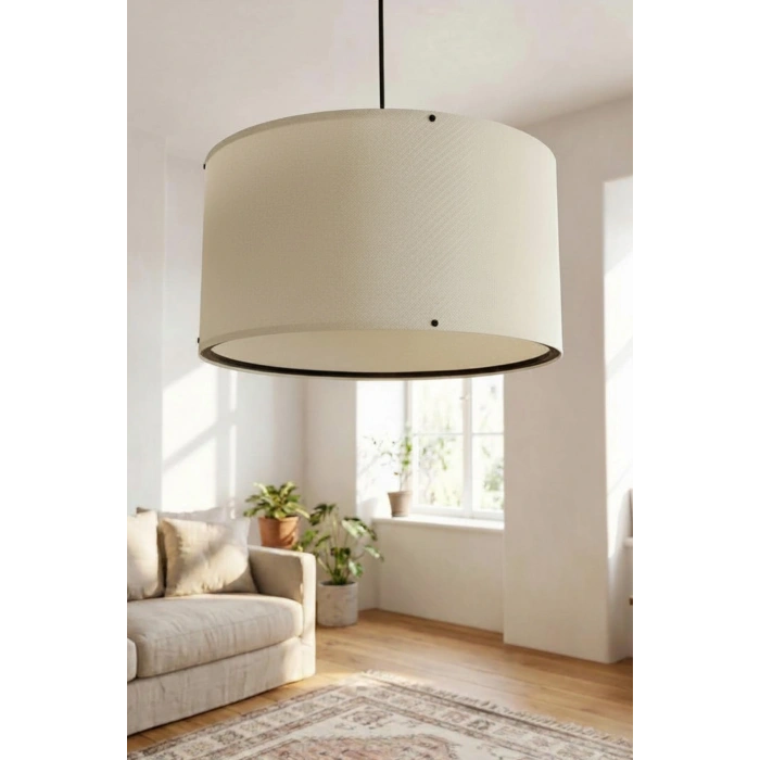 Bej Kumaş Başlıklı Sarkıt Avize (35cm)