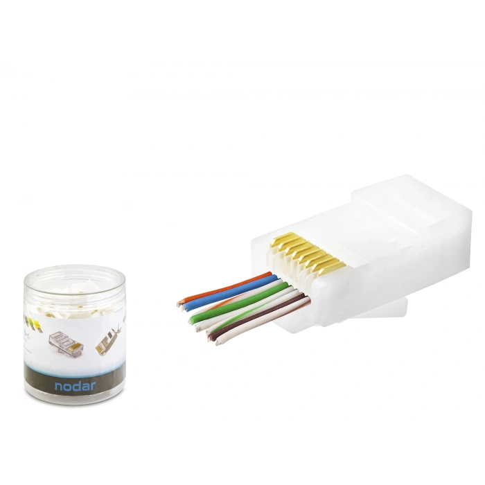 Cat6 Rj45 Konnektör - 100 Adet Beyaz (ND2406 / Özel Plastik Kutulu)