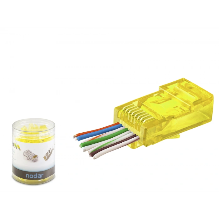 Cat6 Rj45 Konnektör - 100 Adet Sarı (ND2400 / Özel Plastik Kutulu)