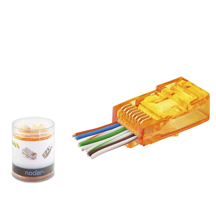 Cat6 Rj45 Konnektör - 100 Adet Turuncu (ND2405 / Özel Plastik Kutulu)