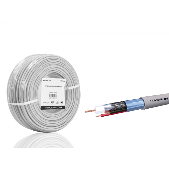 Cctv Kablo Mini Coax Eco Cca 2X0.50mm 100 Mt (Gri - HDX5580-100)
