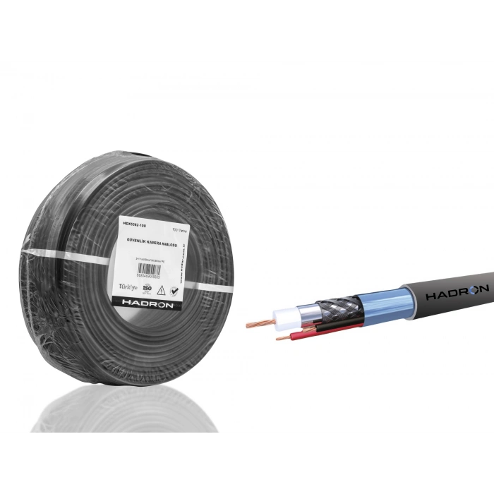 Cctv Kablo Mini Coax Eco Cca Pe 2X0.50mm (Dış Mekan, 100 Mt - Siyah HDX5582-100)