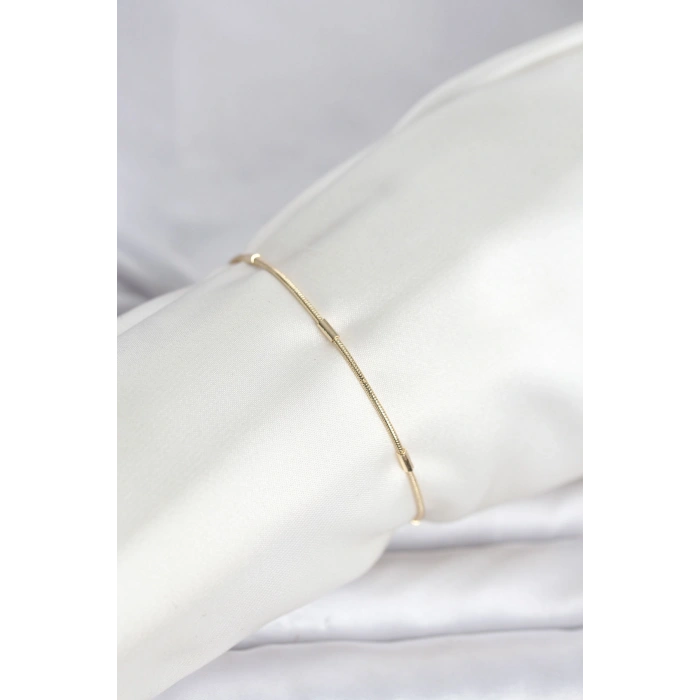CM 14K Gold Renk Barlı Yılan Zincir Model Kadın Bileklik
